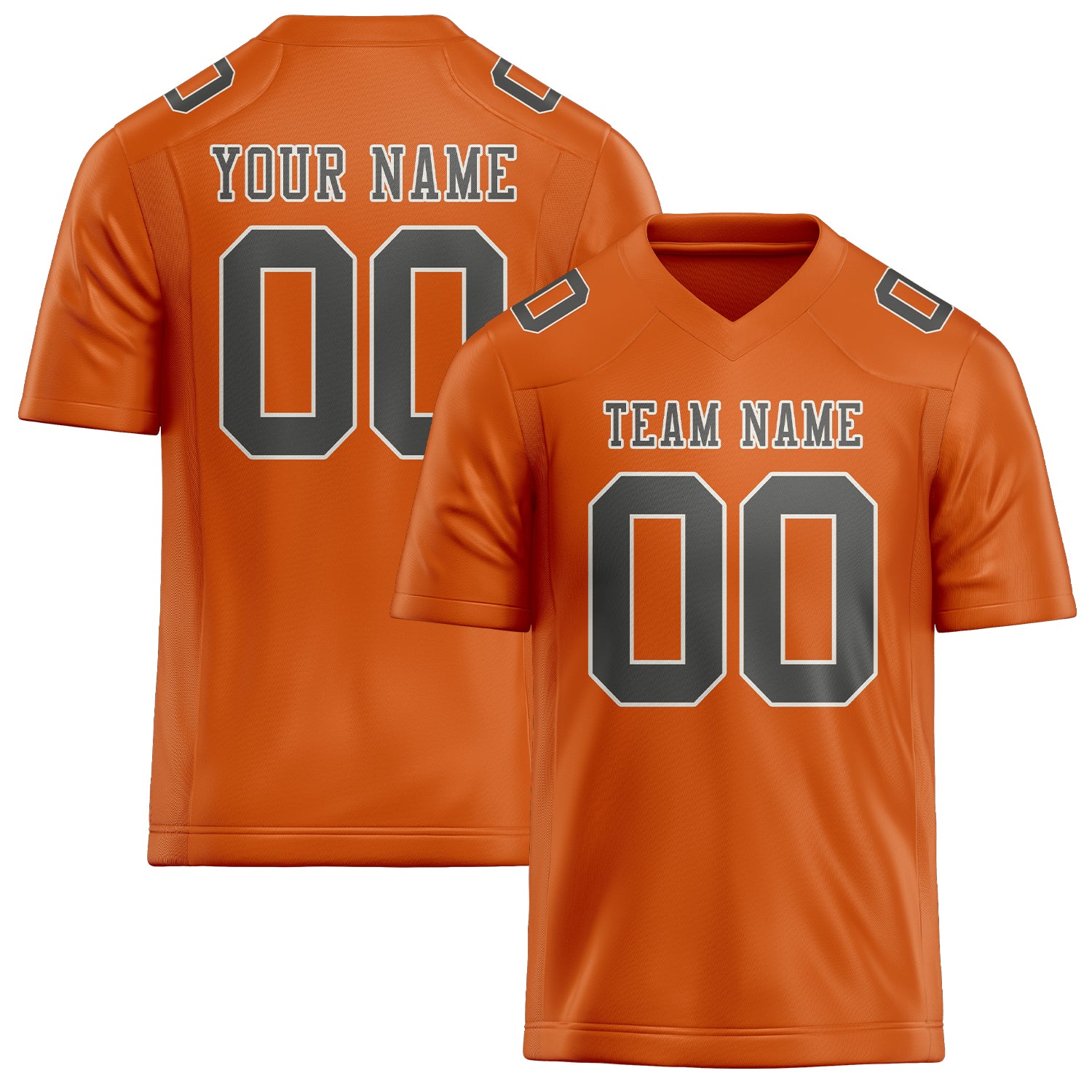 Custom Orange Dark Grey Football Jersey