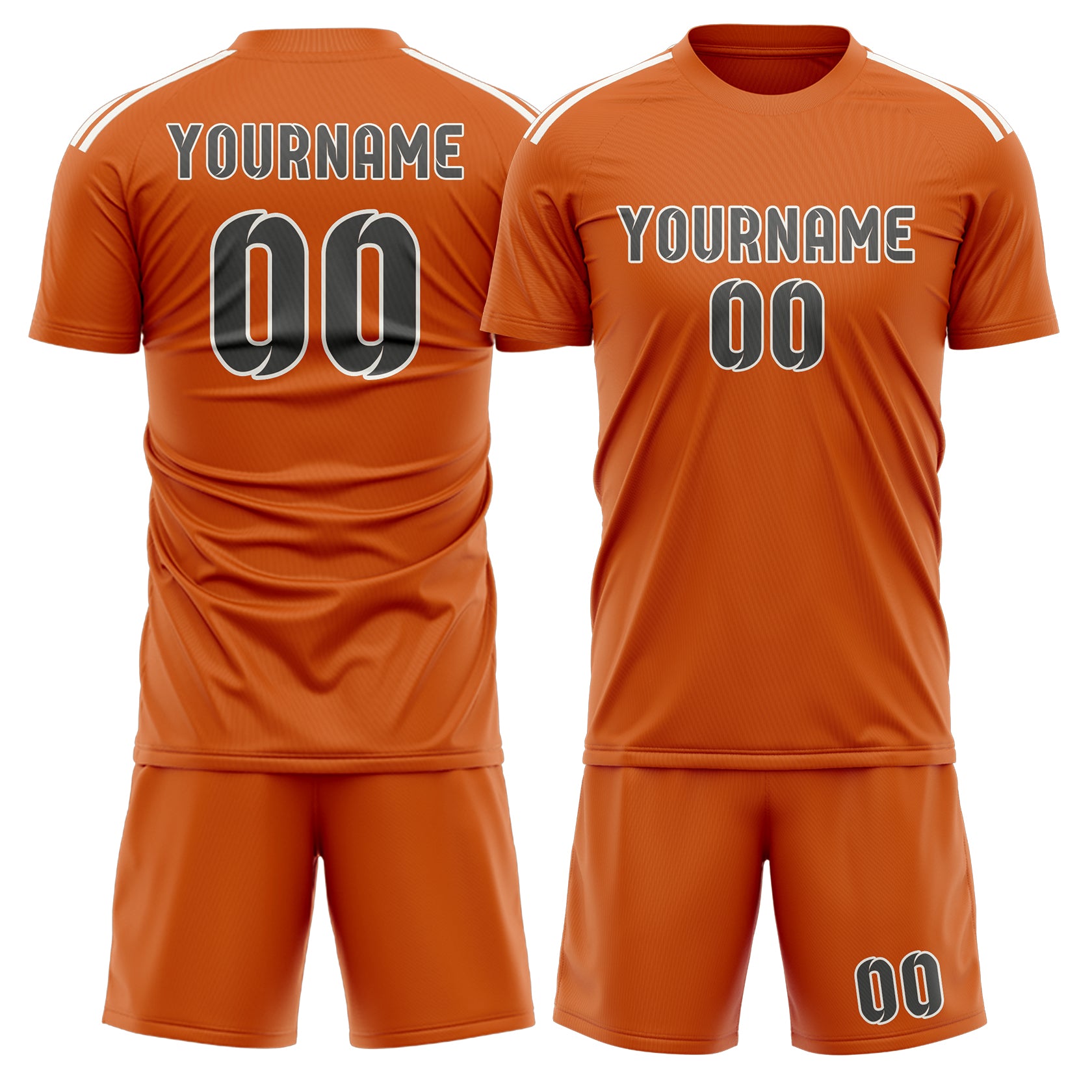 Custom Orange Dark Grey Soccer Set