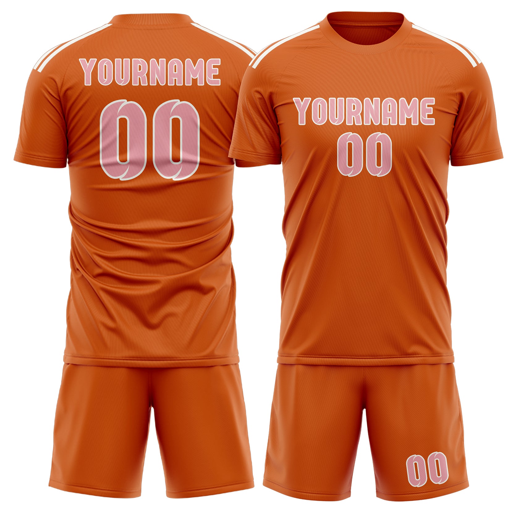 Custom Orange Light Pink Soccer Set