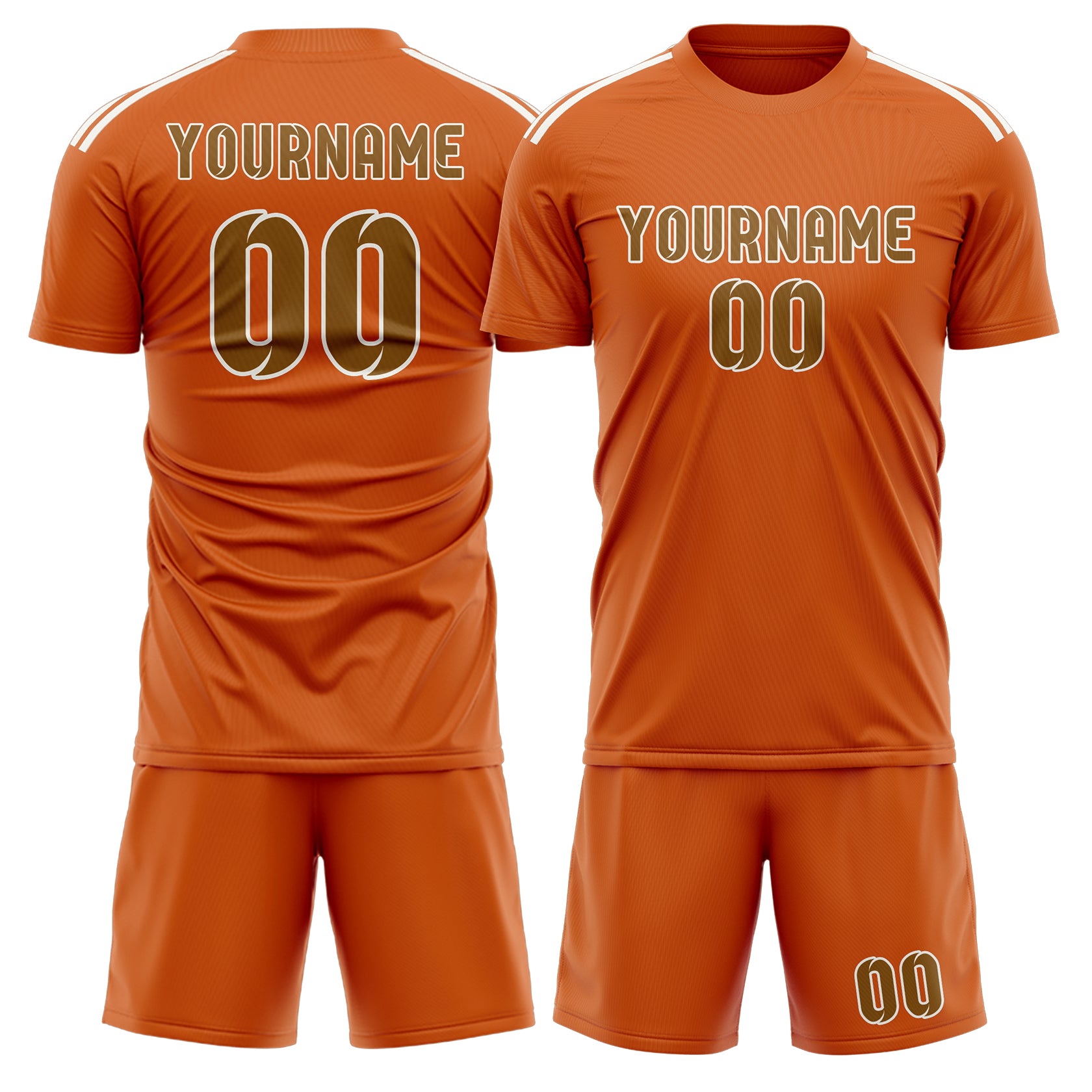 Custom Orange Khaki Soccer Set