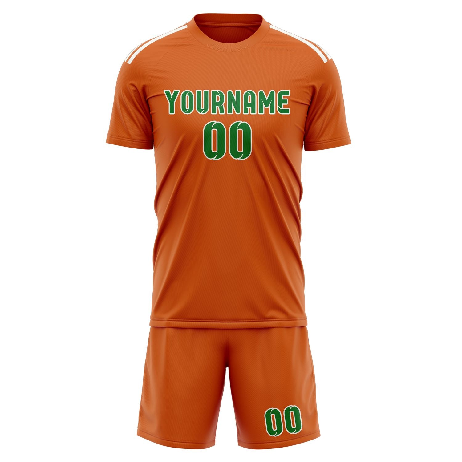 Custom Orange Emerald Green Soccer Set