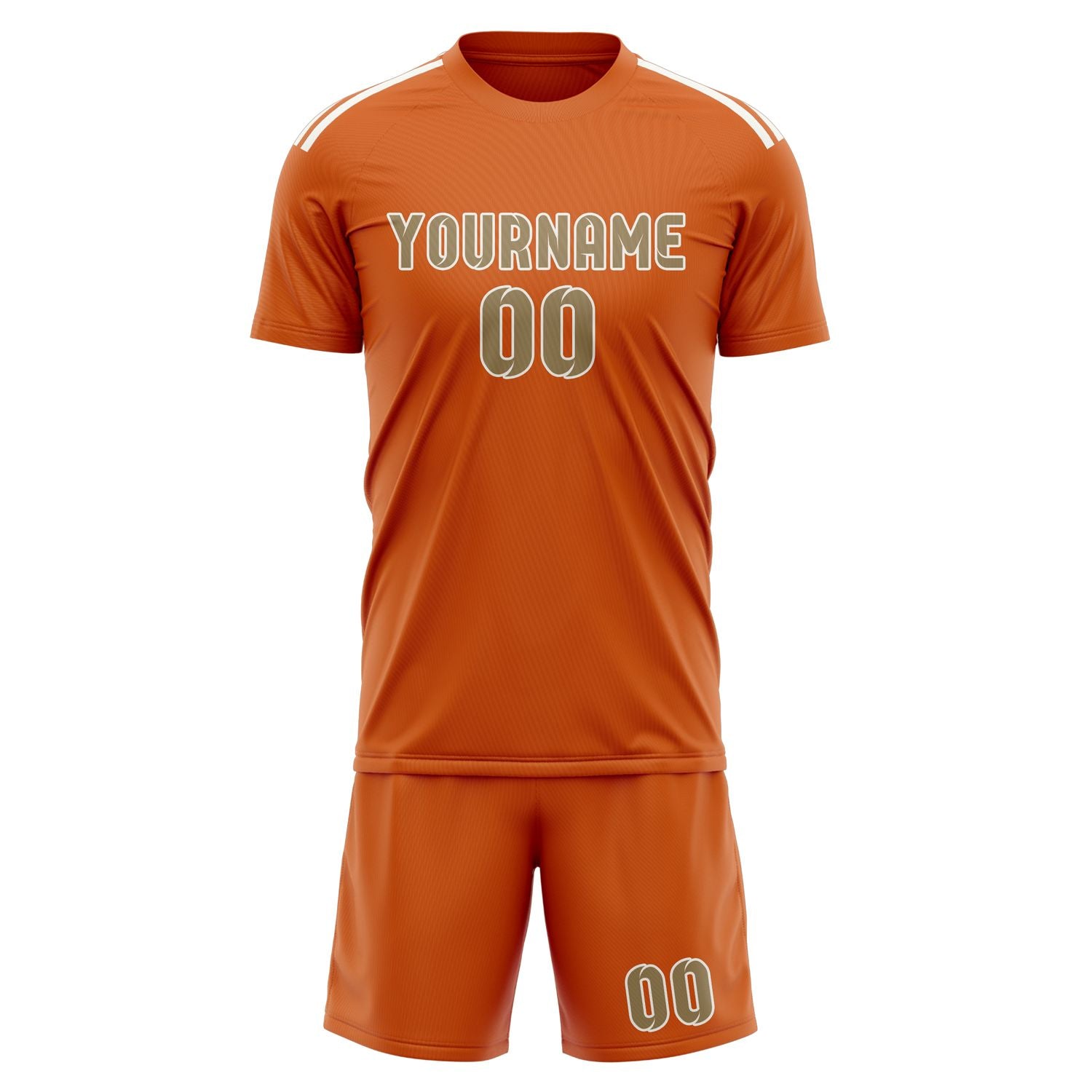 Custom Orange Light Khaki Soccer Set
