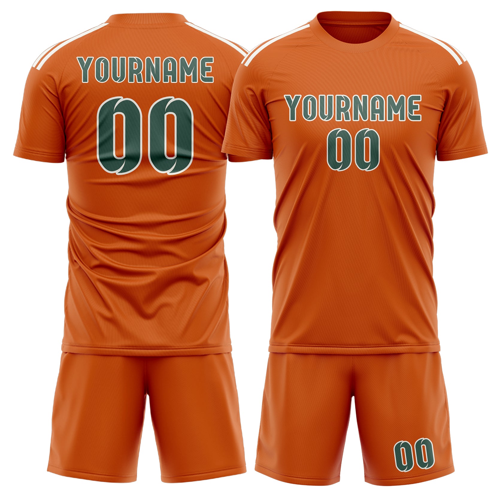 Custom Orange Blue Green Soccer Set