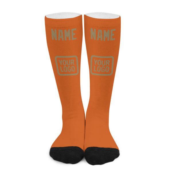 Custom Orange Light Khaki Knee-High Sock