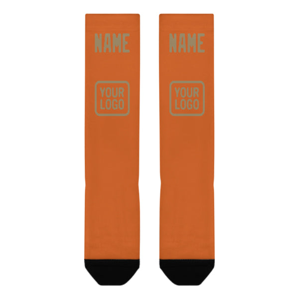 Custom Orange Light Khaki Knee-High Sock