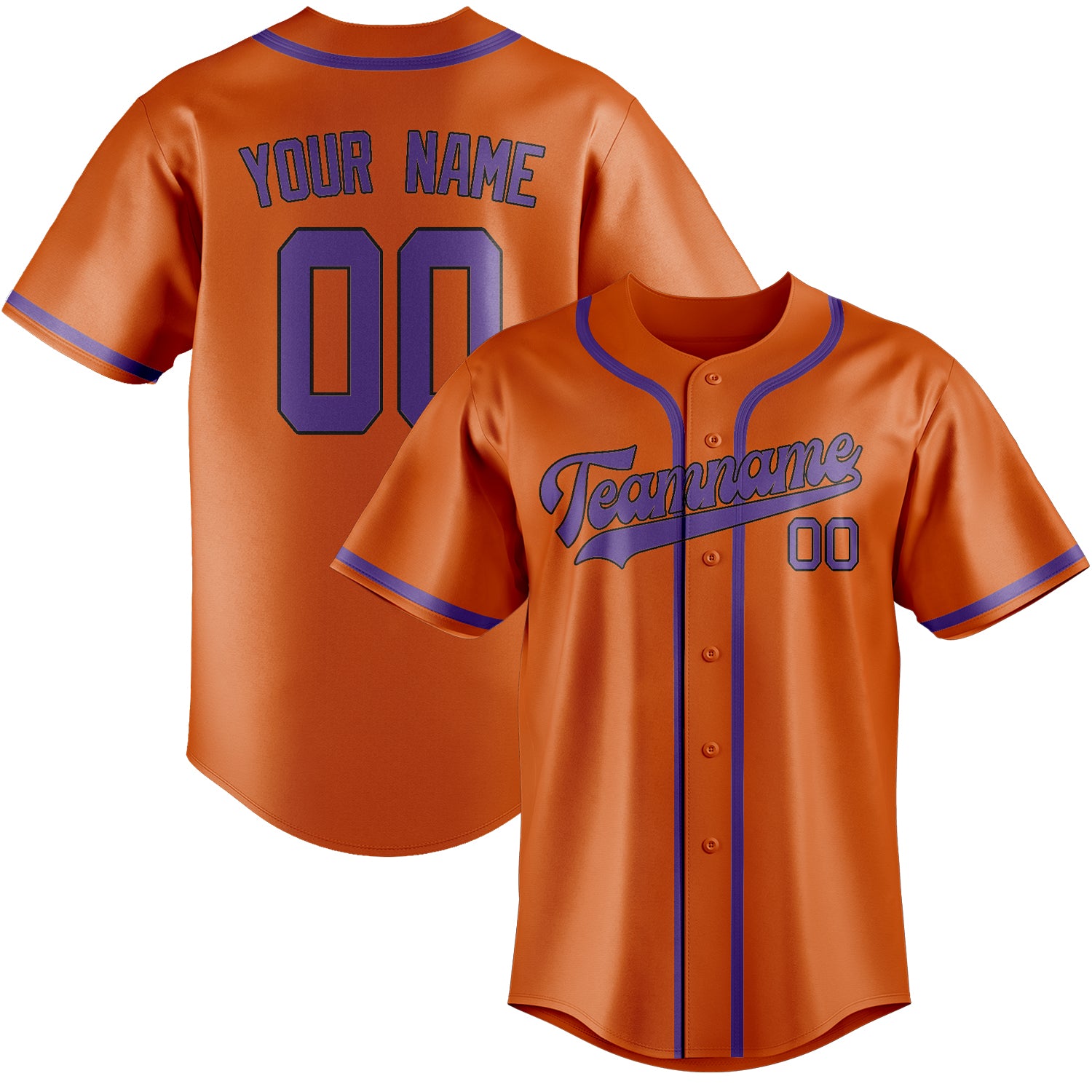Custom Orange Light Purple Baseball Jersey