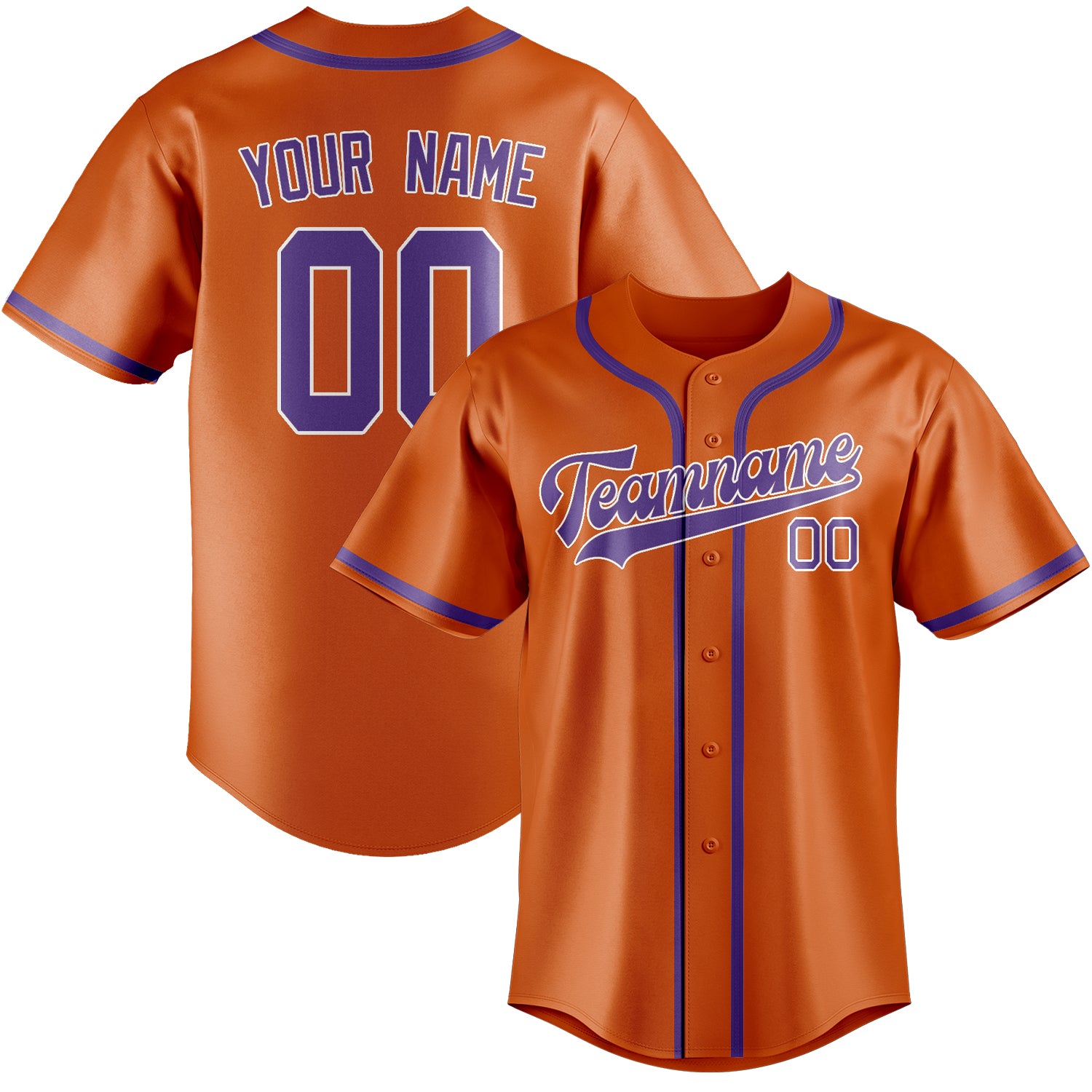 Custom Orange Light Purple Baseball Jersey