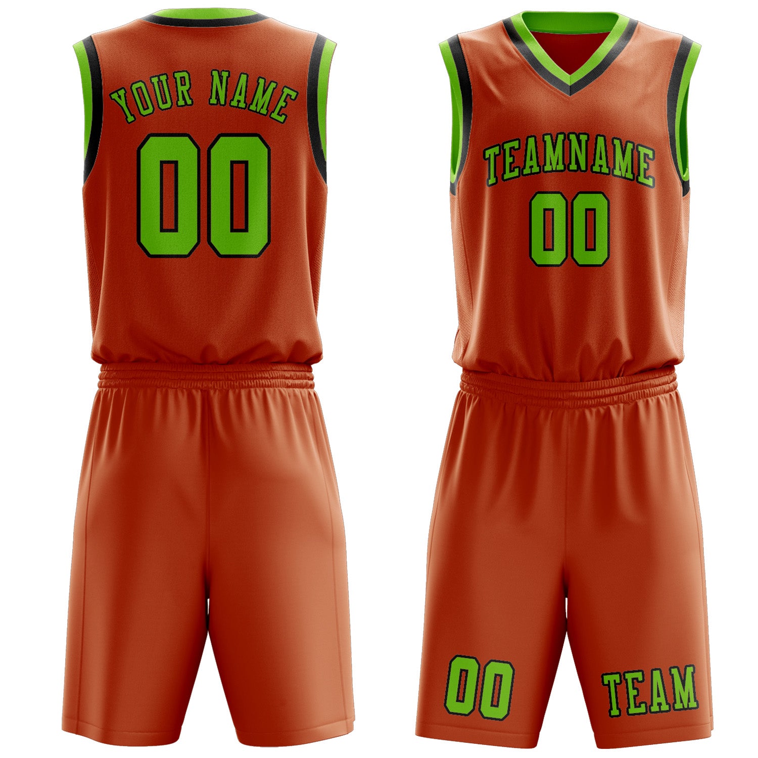 Custom Orange Emerald Green Basketball Set