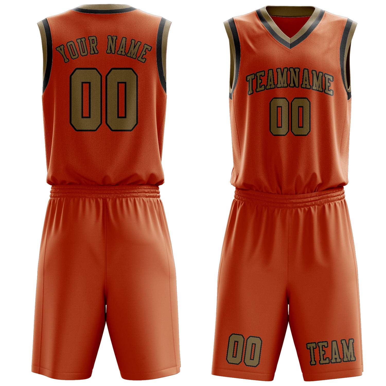 Custom Orange Light Khaki Basketball Set