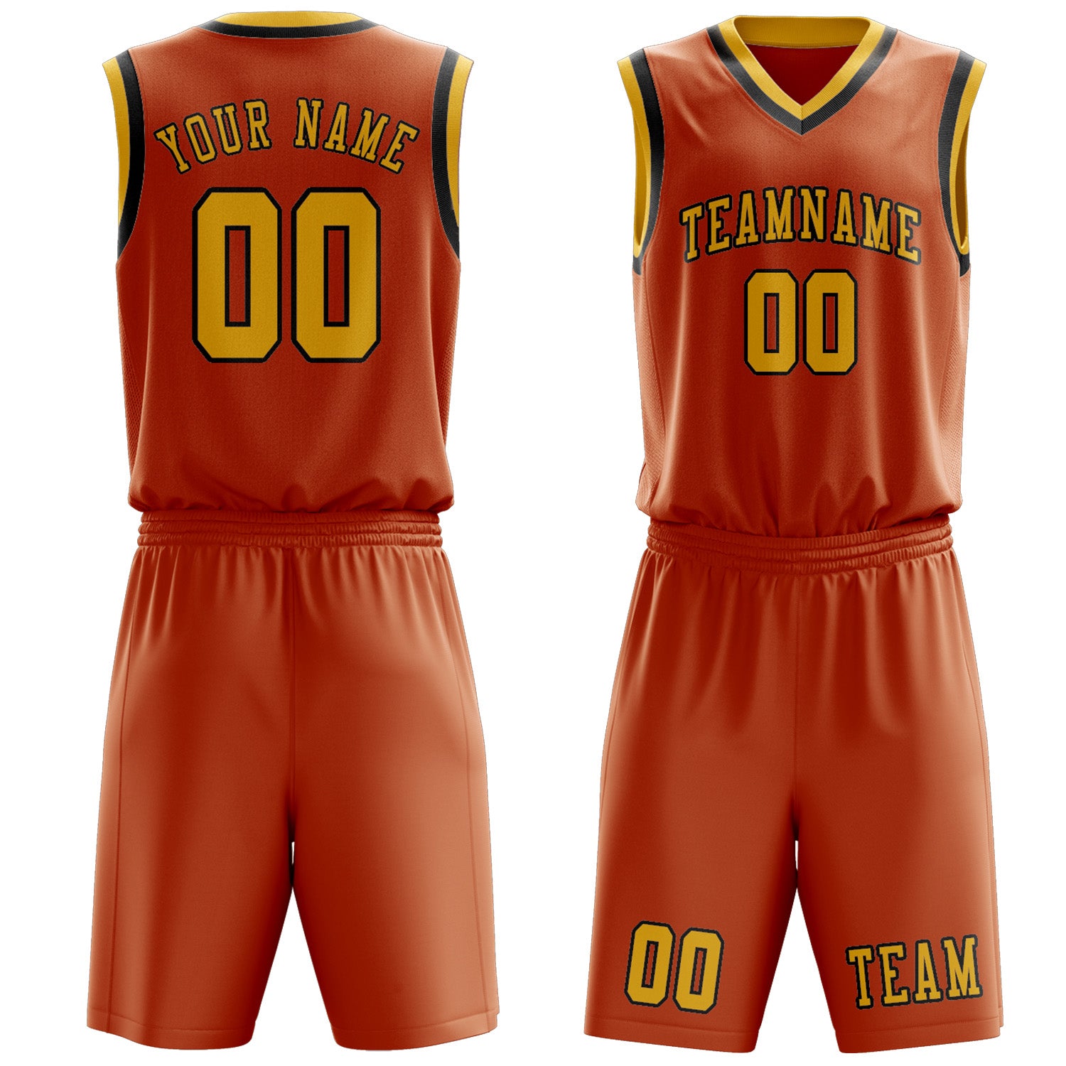 Custom Orange Gold Basketball Set