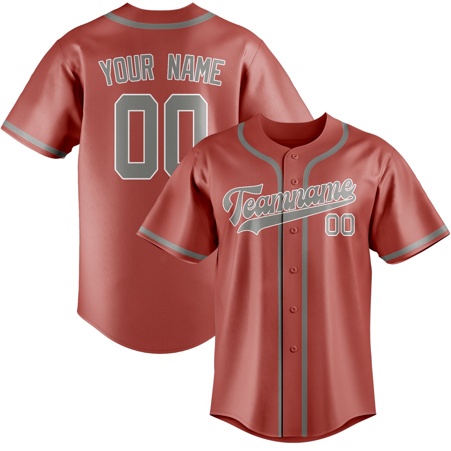 Custom Copper Rose Gray Baseball Jersey
