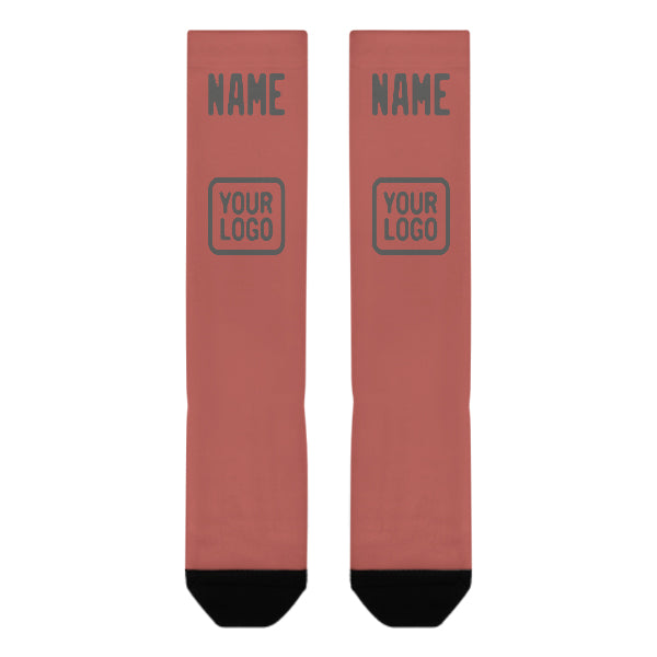 Custom Copper Rose Dark Grey Knee-High Sock