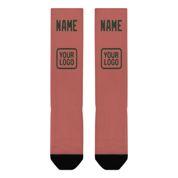 Custom Copper Rose Dark Green Knee-High Sock