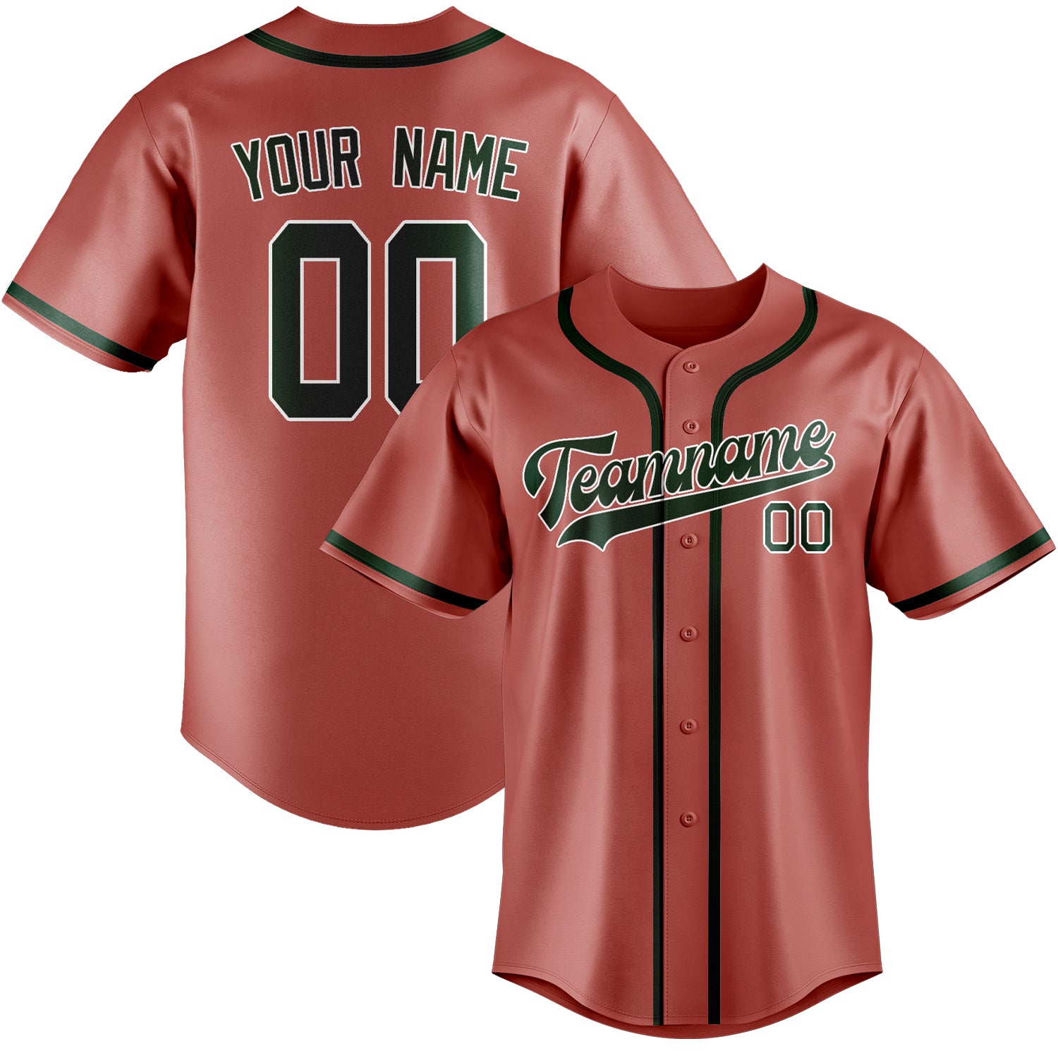 Custom Copper Rose Green Baseball Jersey