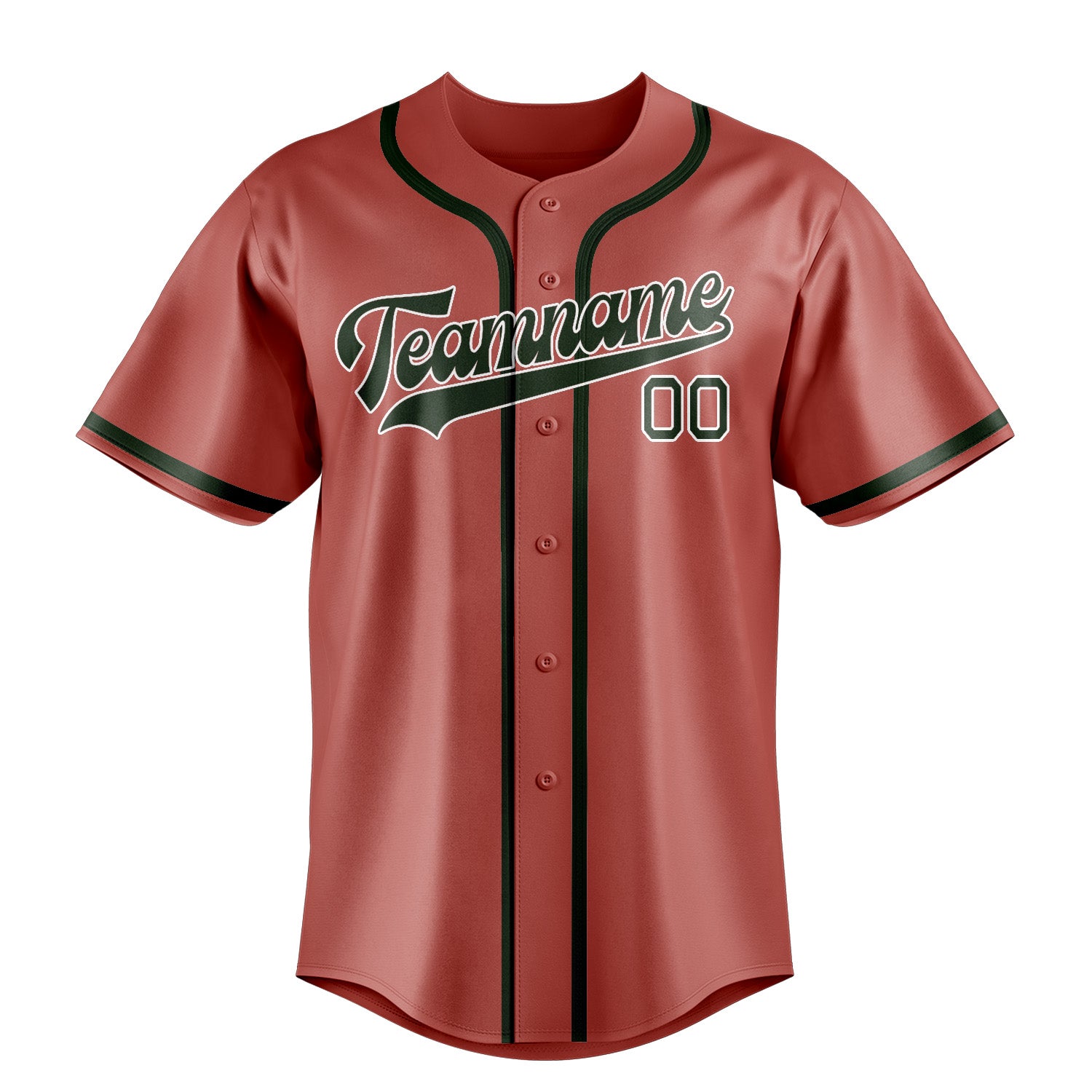 Custom Copper Rose Dark Green Baseball Jersey
