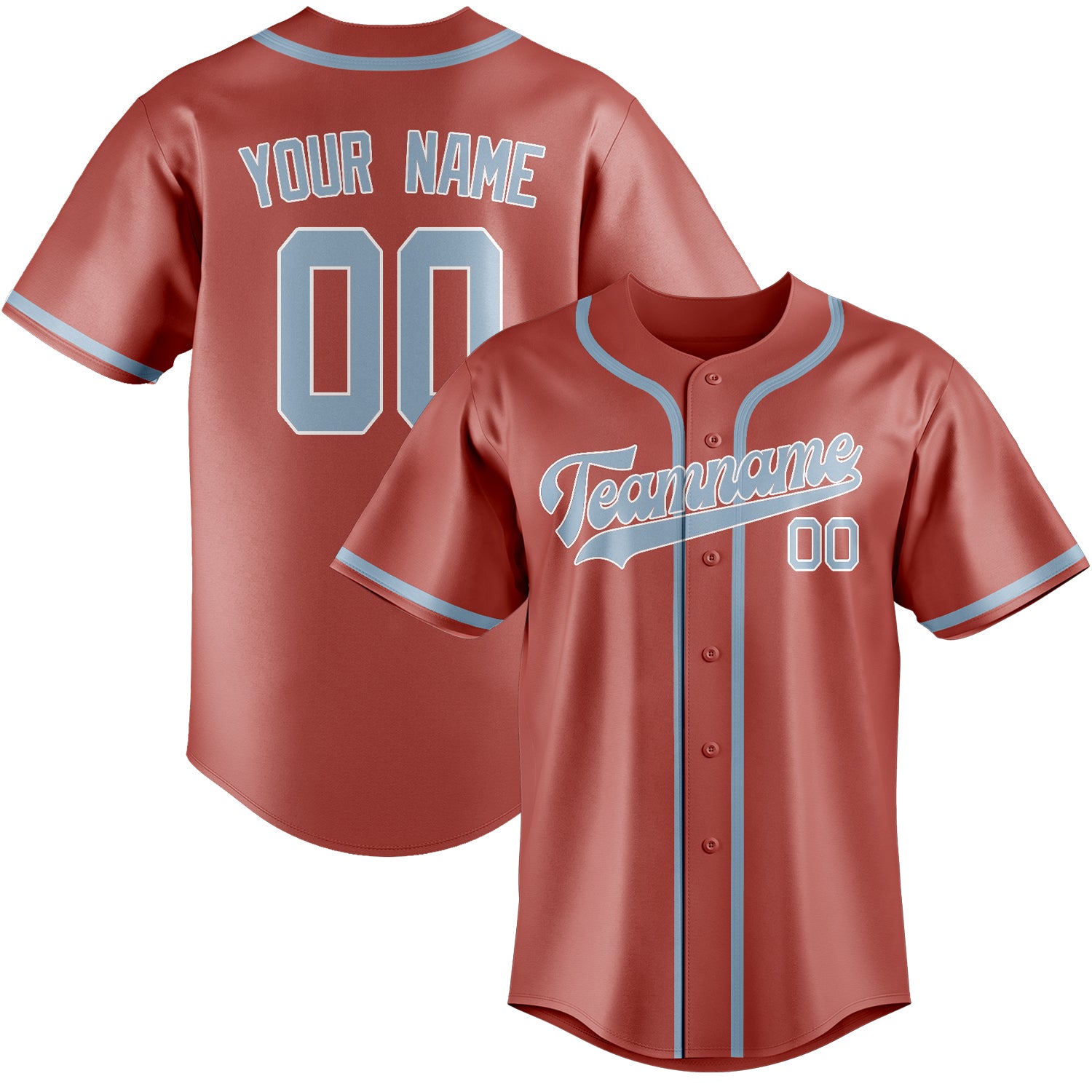 Custom Copper Rose Light Blue Baseball Jersey