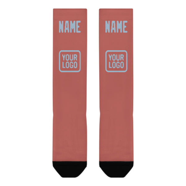 Custom Copper Rose Light Blue Knee-High Sock