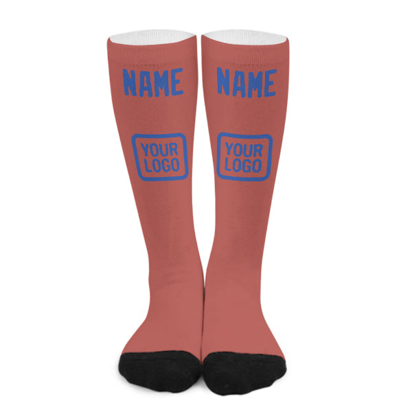 Custom Copper Rose Sky Blue Knee-High Sock