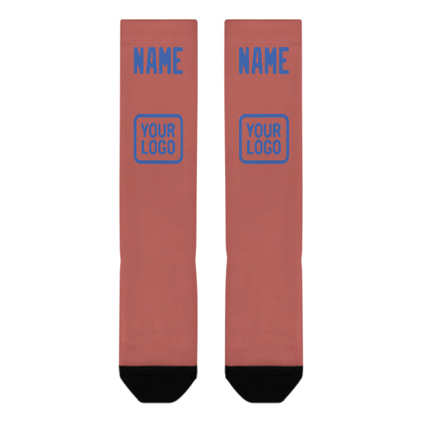 Custom Copper Rose Sky Blue Knee-High Sock