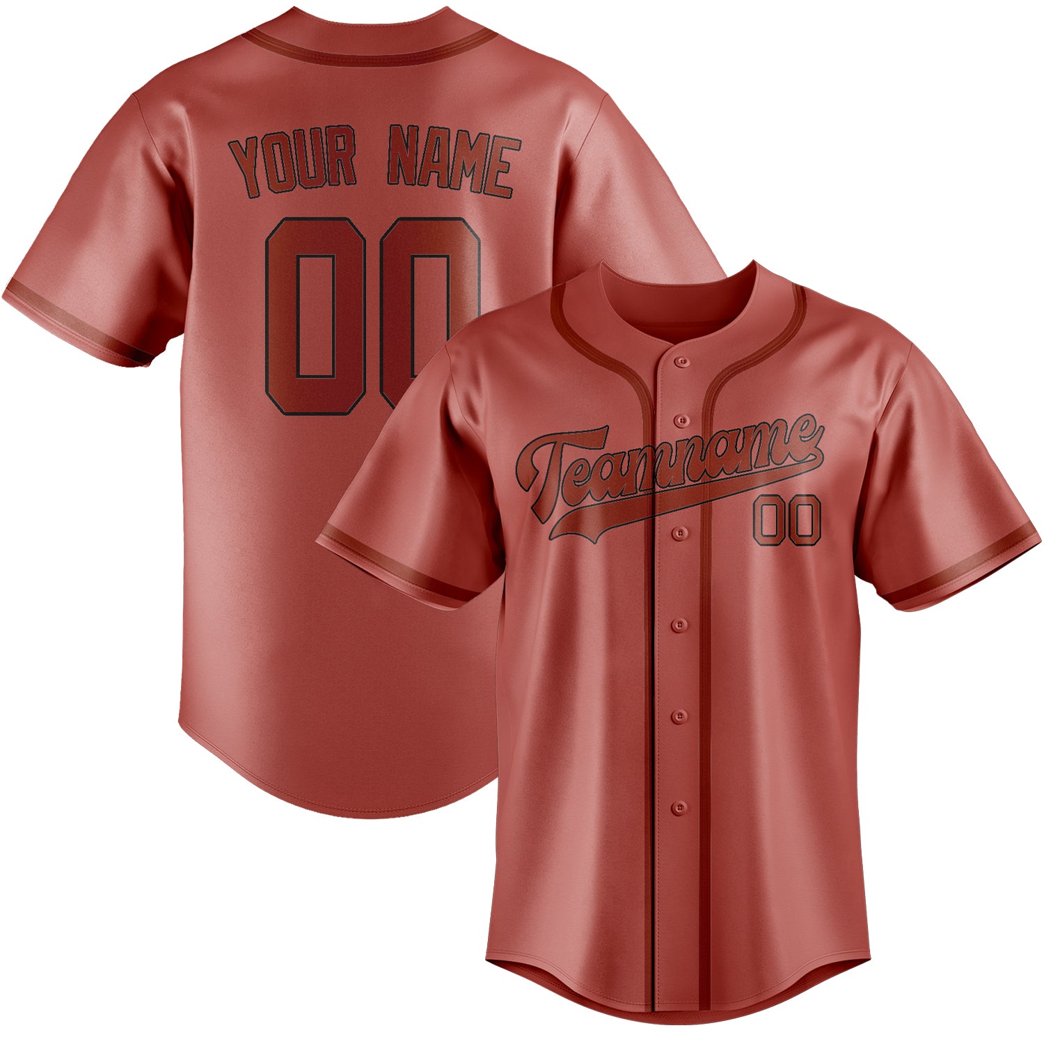 Custom Copper Rose Coral Red Baseball Jersey