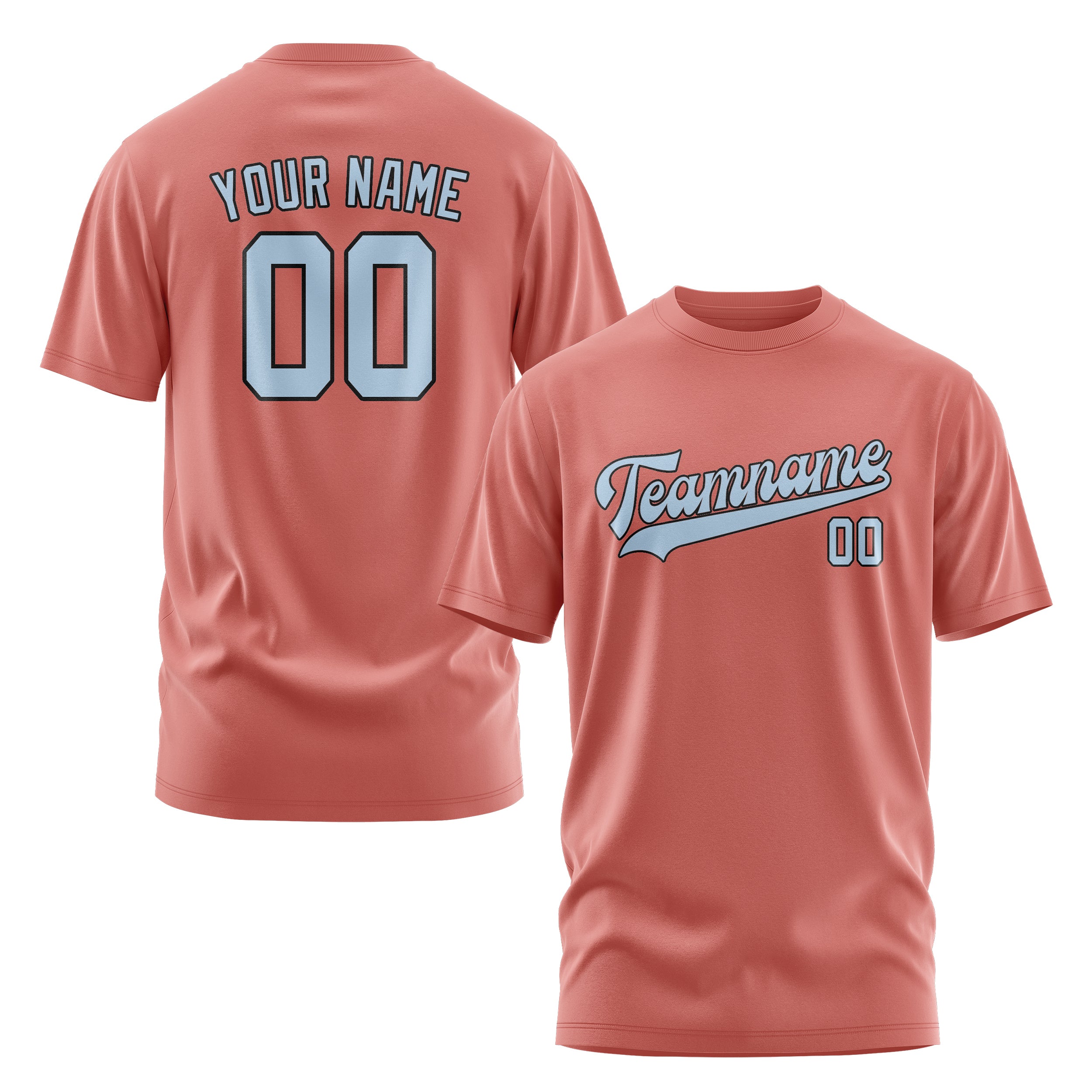 Custom Copper Rose Light Blue T-Shirt