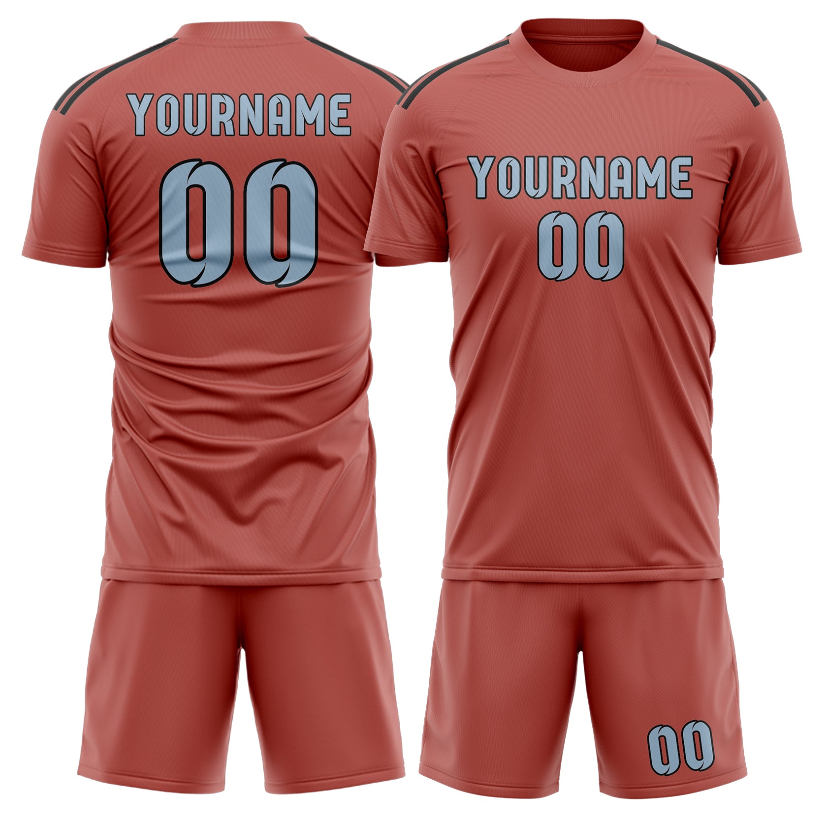 Custom Copper Rose Light Blue Soccer Set