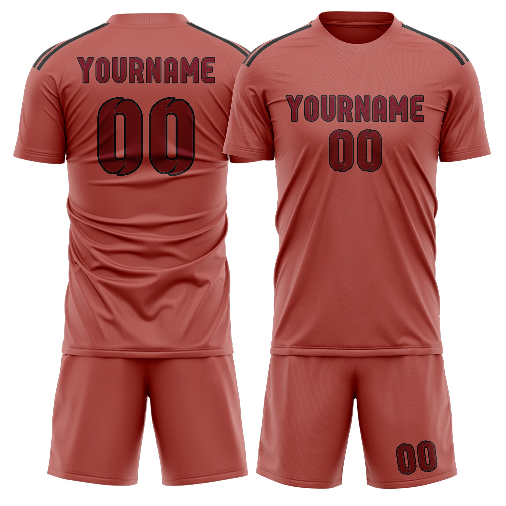 Custom Copper Rose Crimson Red Soccer Set