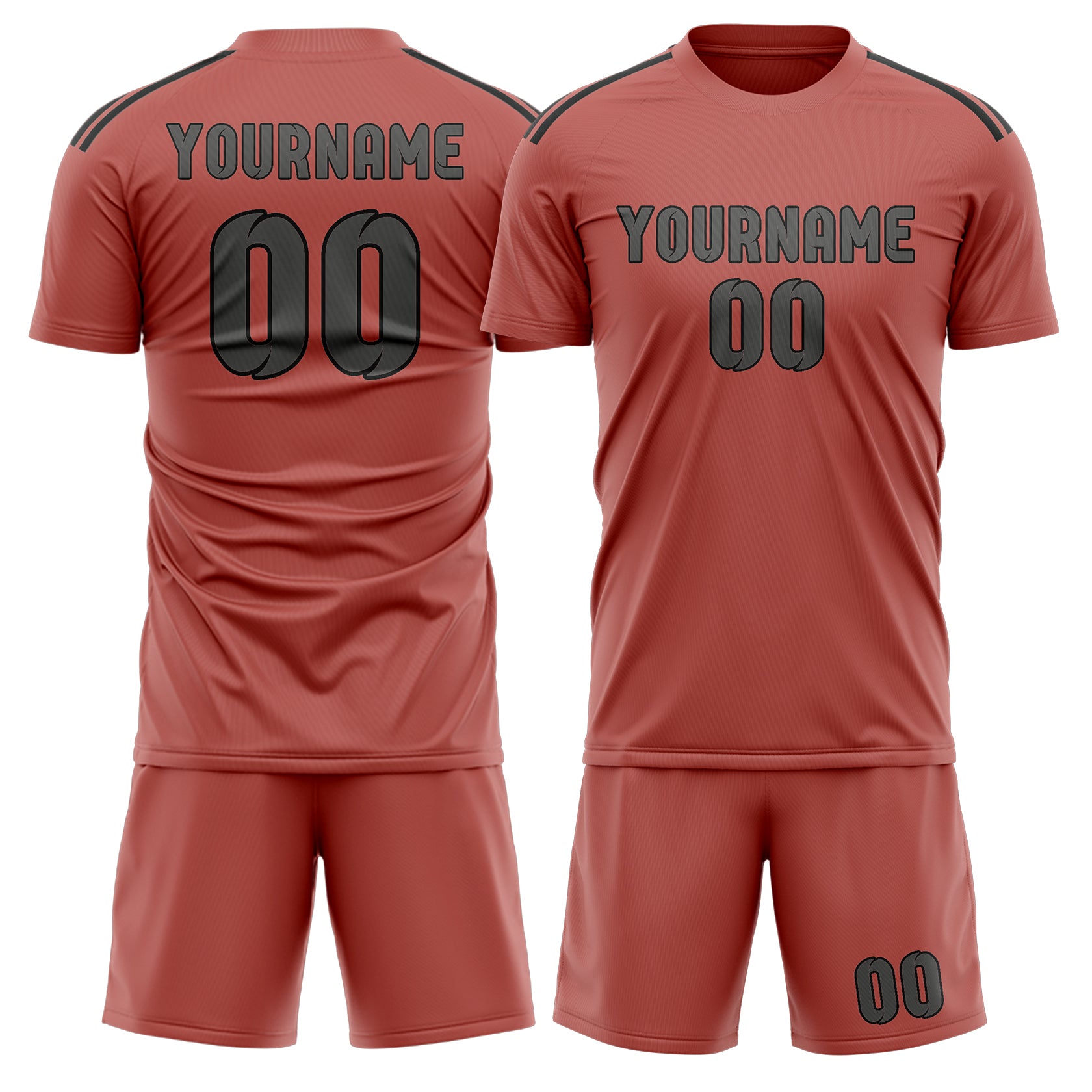 Custom Copper Rose Dark Grey Soccer Set