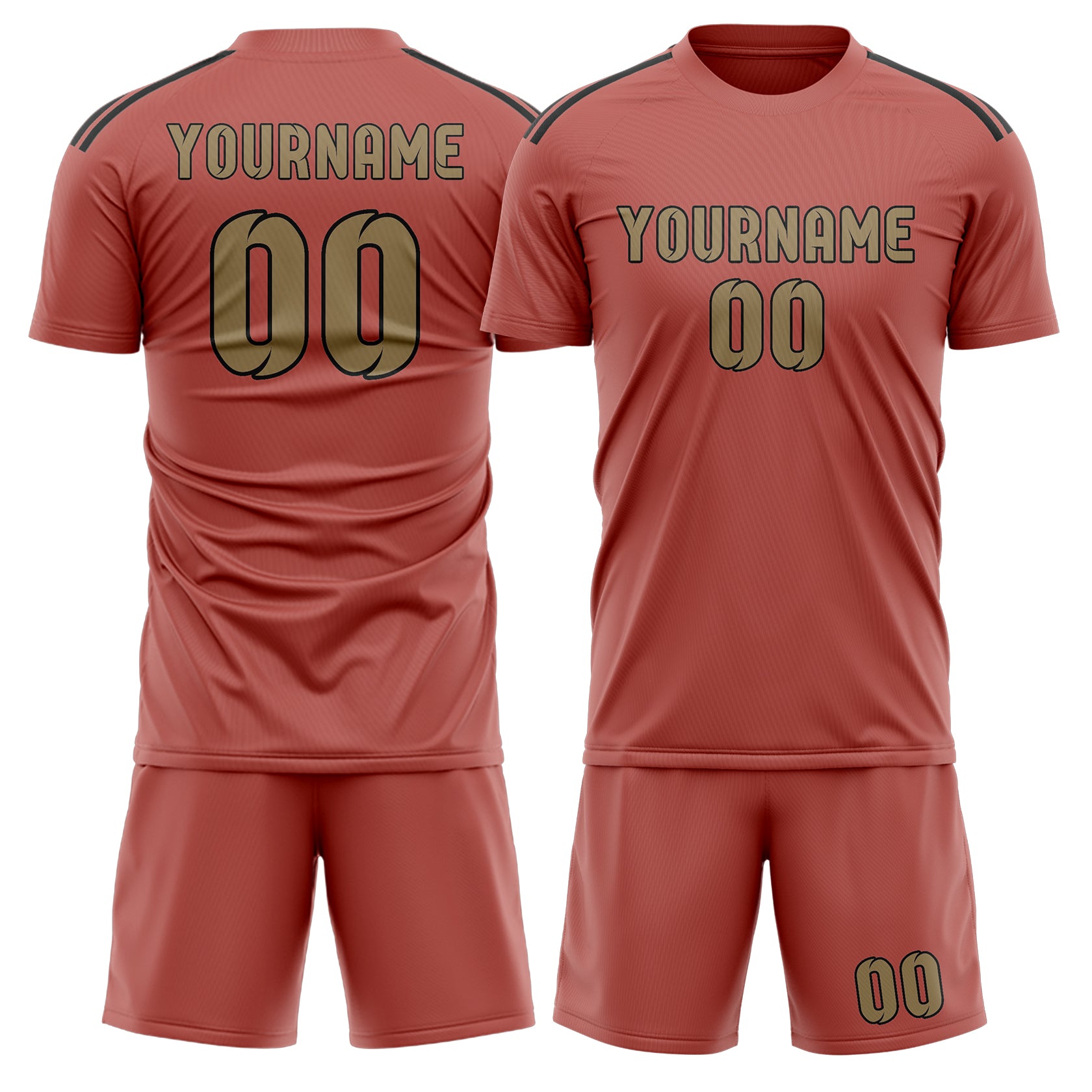 Custom Copper Rose Light Khaki Soccer Set