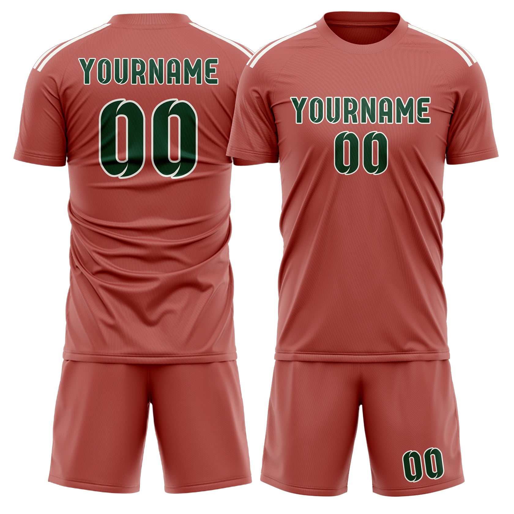 Custom Copper Rose Green Soccer Set