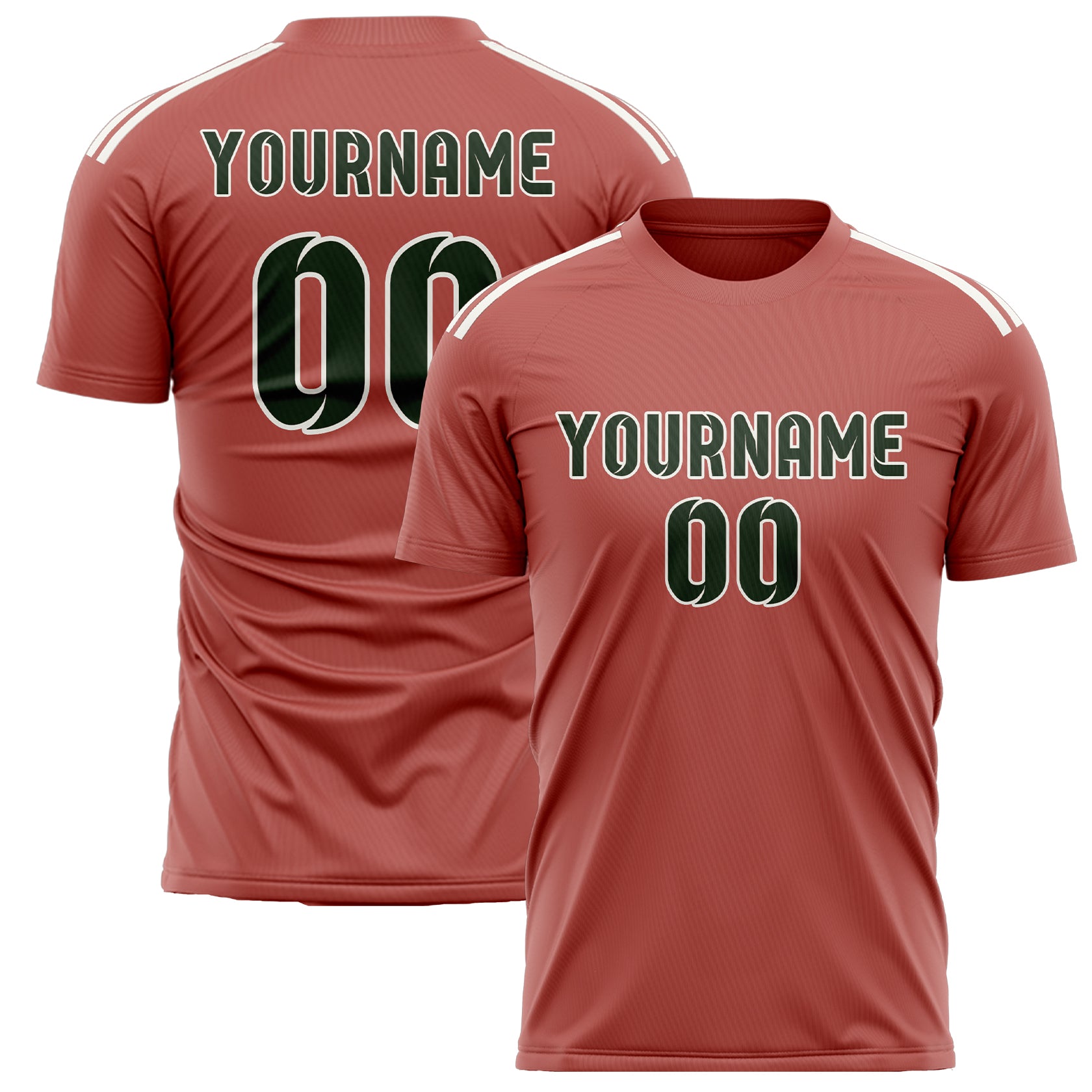 Custom Copper Rose Dark Green Soccer Jersey