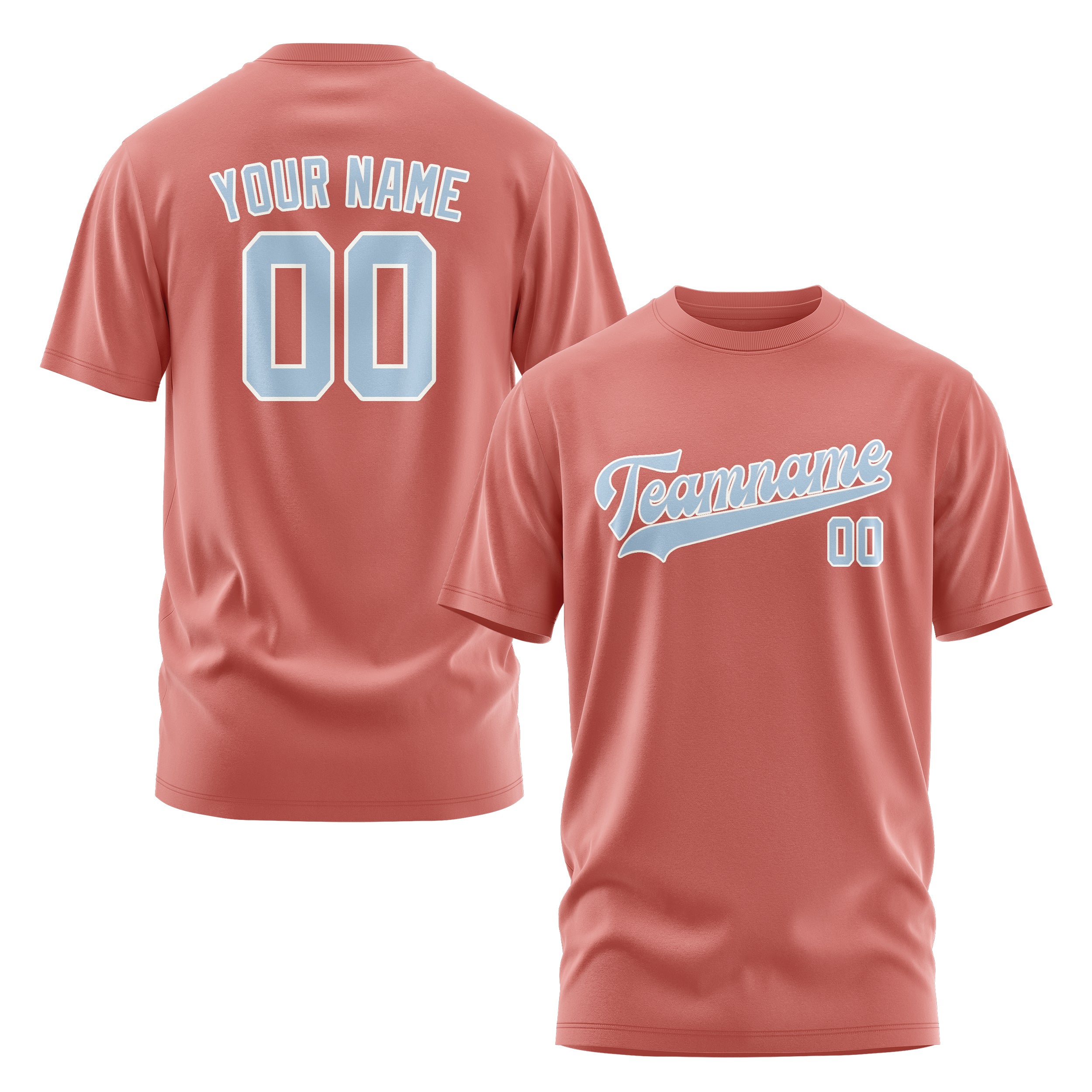Custom Copper Rose Light Blue T-Shirt