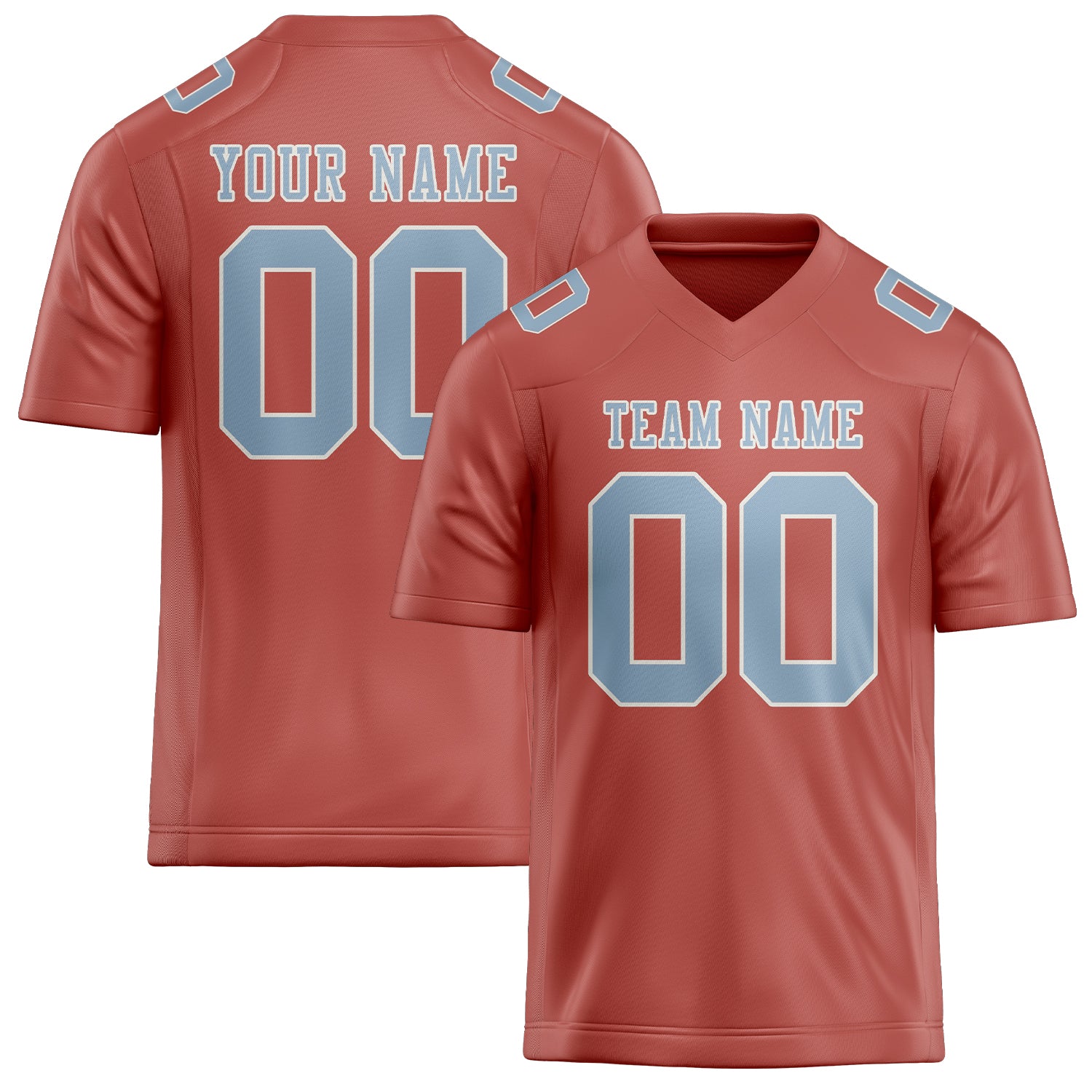 Custom Copper Rose Light Blue Football Jersey