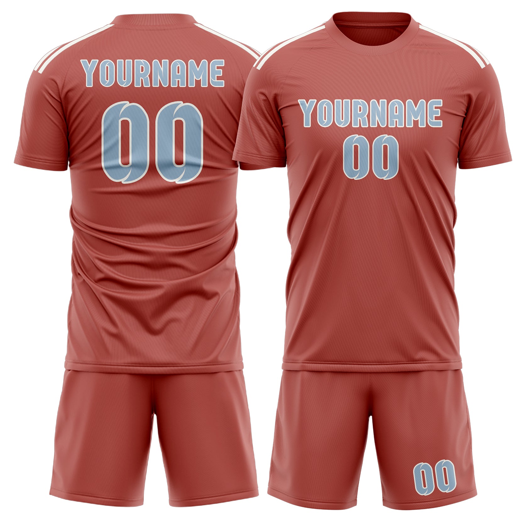Custom Copper Rose Light Blue Soccer Set