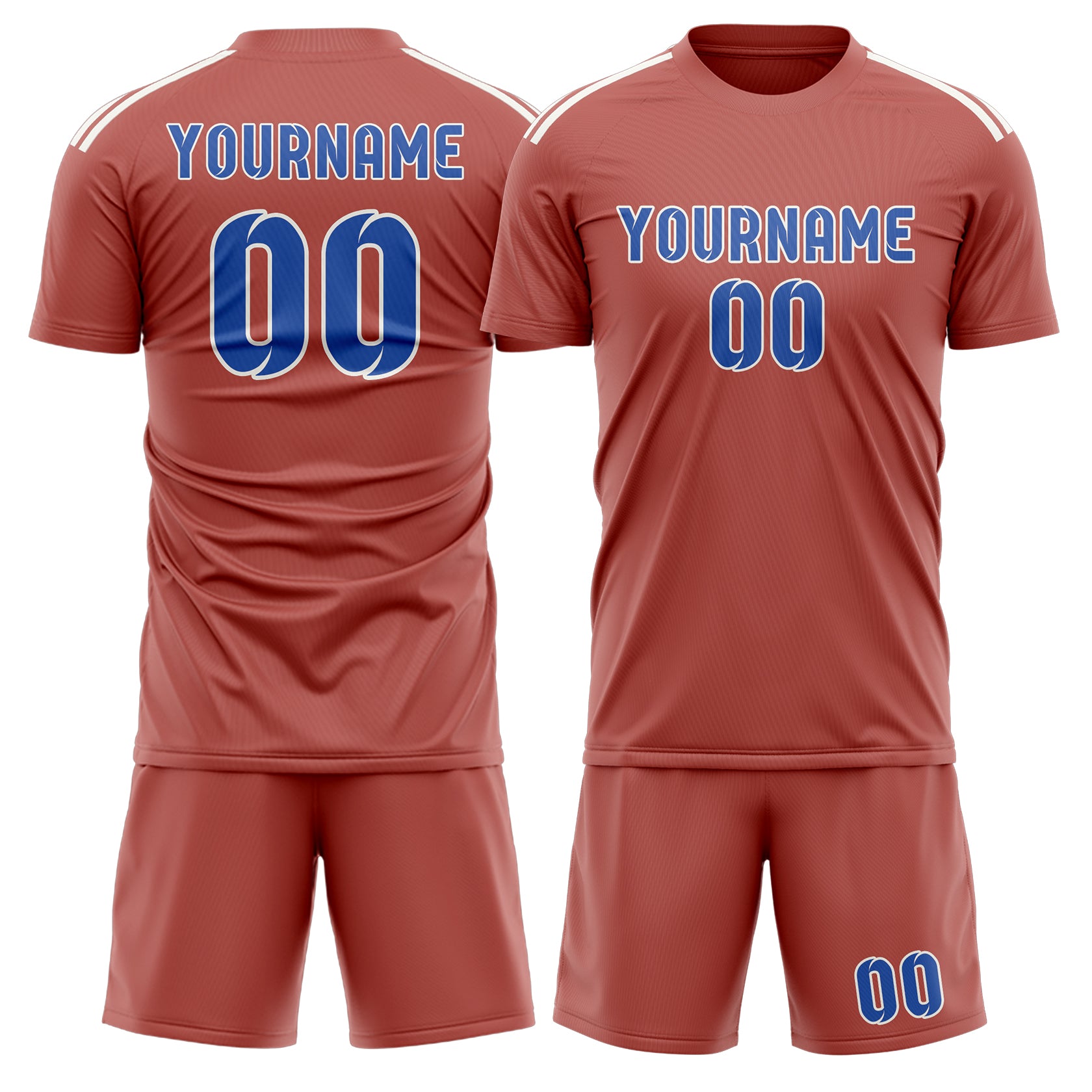 Custom Copper Rose Sky Blue Soccer Set