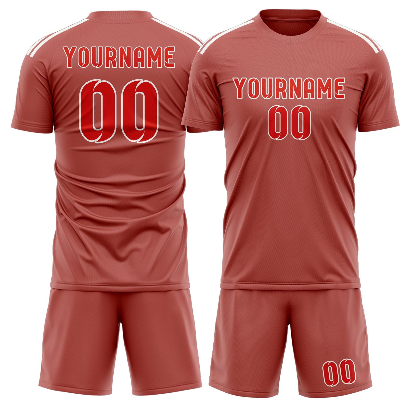 Custom Copper Rose Orange Red Soccer Set