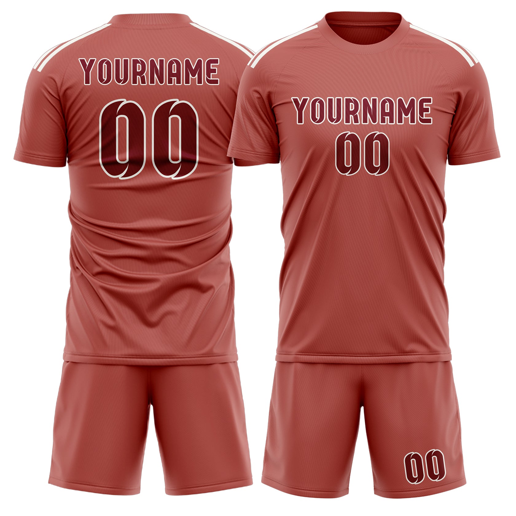 Custom Copper Rose Crimson Red Soccer Set