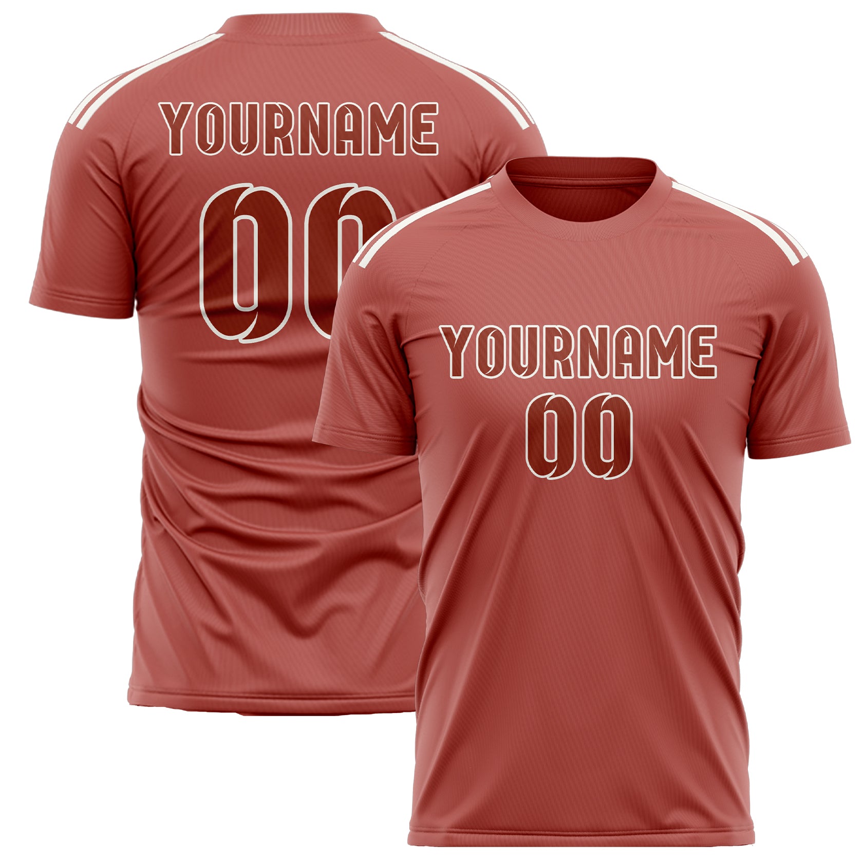 Custom Copper Rose Coral Red Soccer Jersey