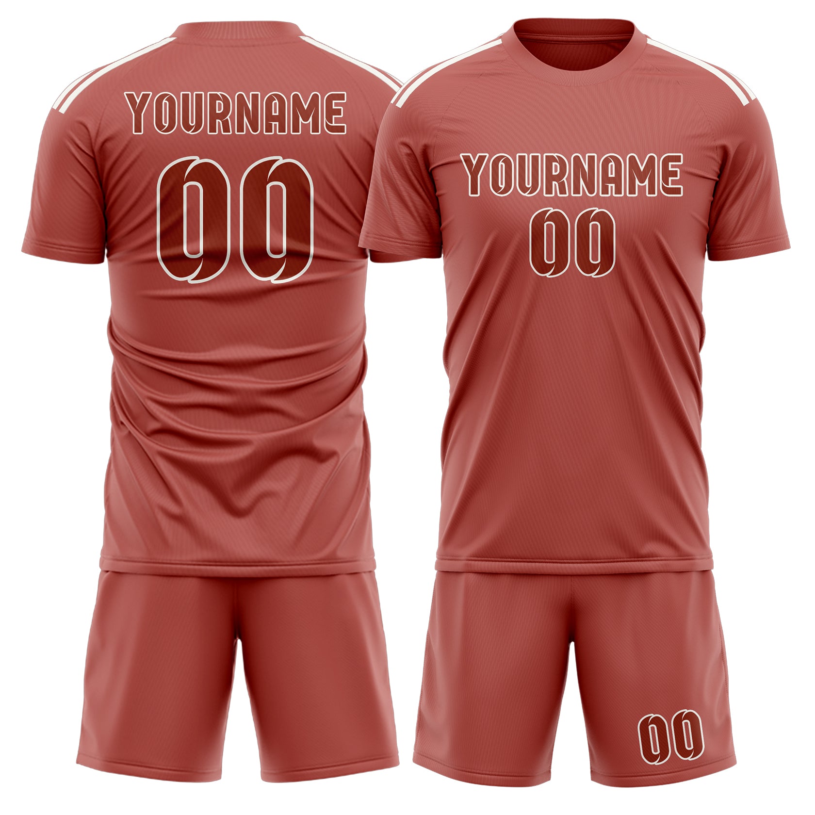 Custom Copper Rose Coral Red Soccer Set