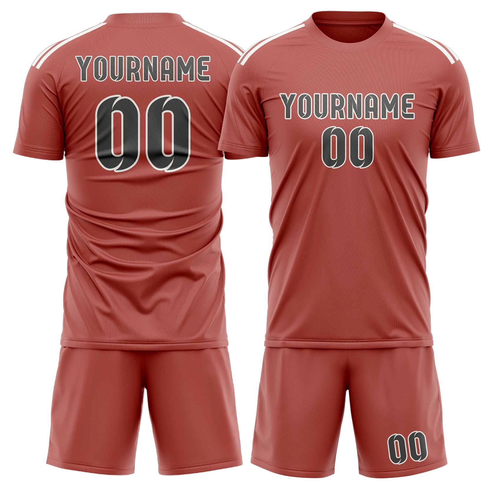 Custom Copper Rose Dark Grey Soccer Set