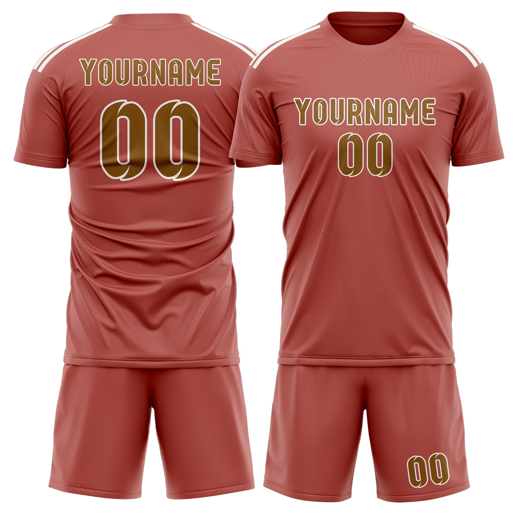 Custom Copper Rose Khaki Soccer Set