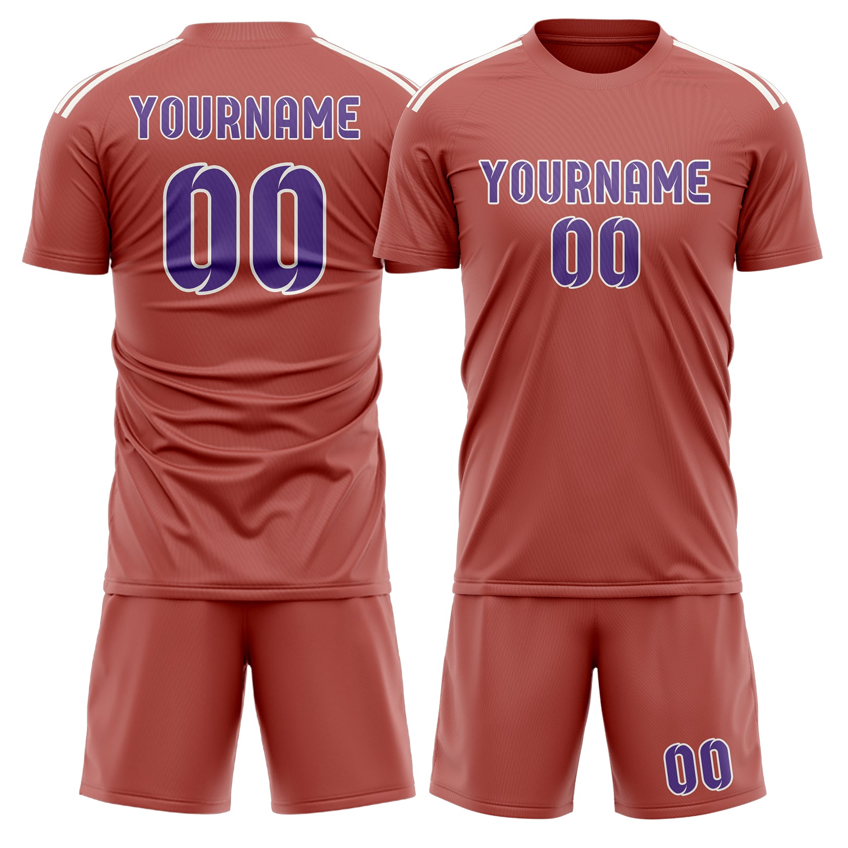 Custom Copper Rose Light Purple Soccer Set