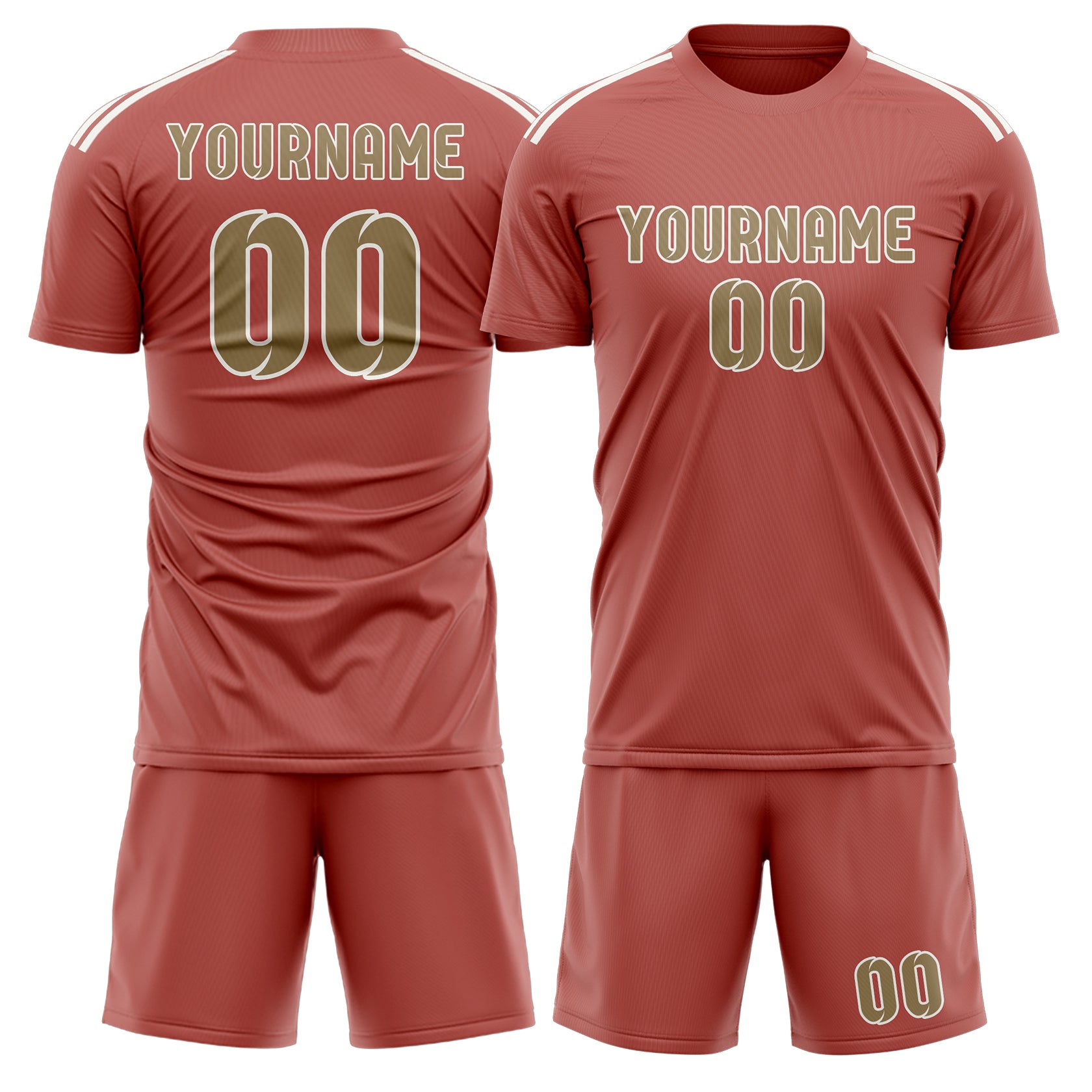 Custom Copper Rose Light Khaki Soccer Set