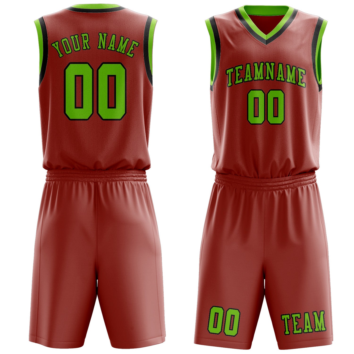 Custom Copper Rose Emerald Green Basketball Set