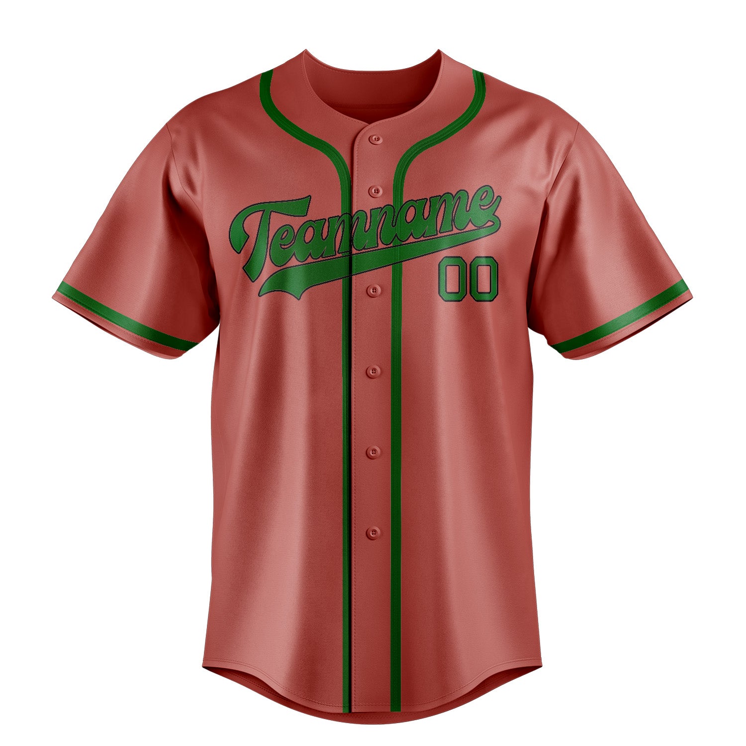 Custom Copper Rose Emerald Green Baseball Jersey