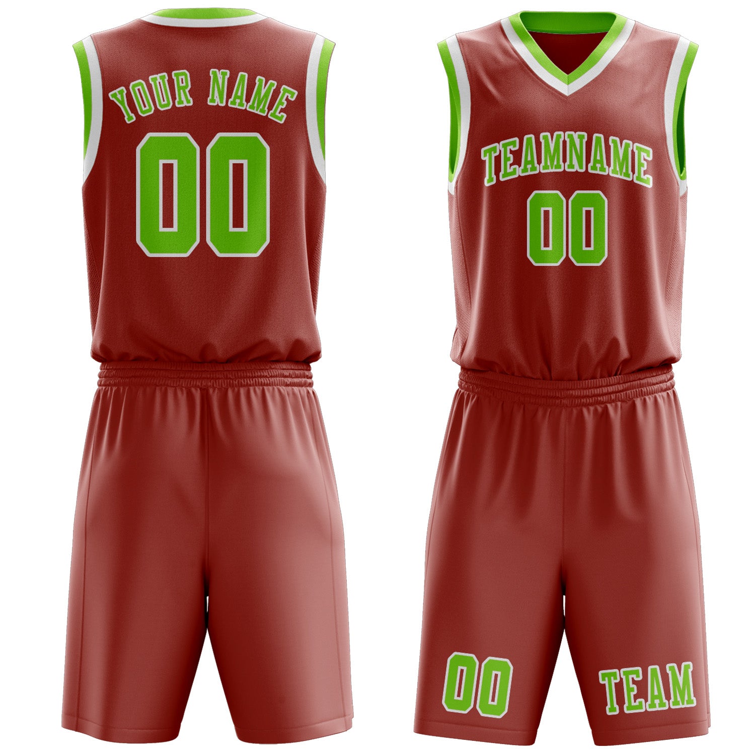 Custom Copper Rose Emerald Green Basketball Set