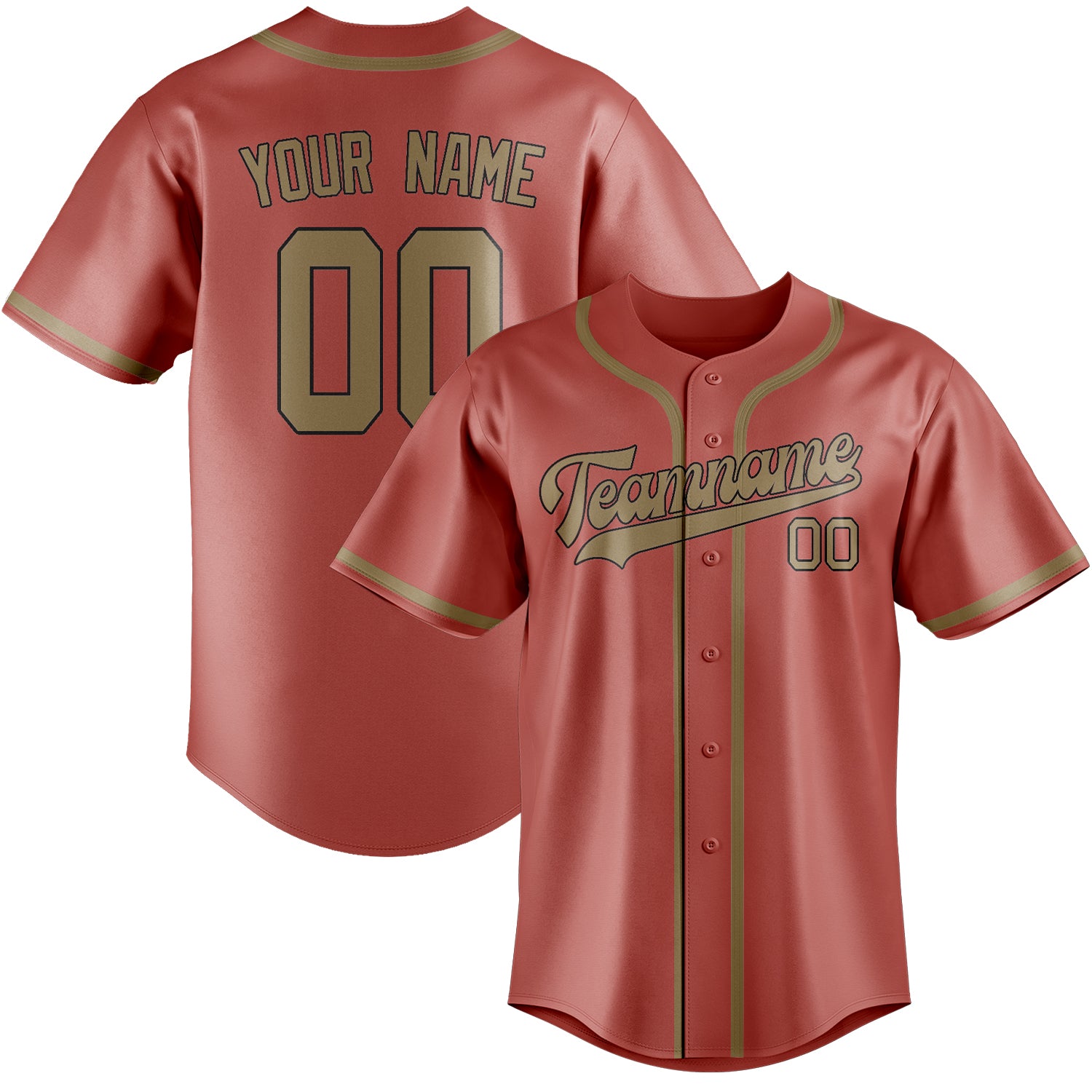Custom Copper Rose Light Khaki Baseball Jersey