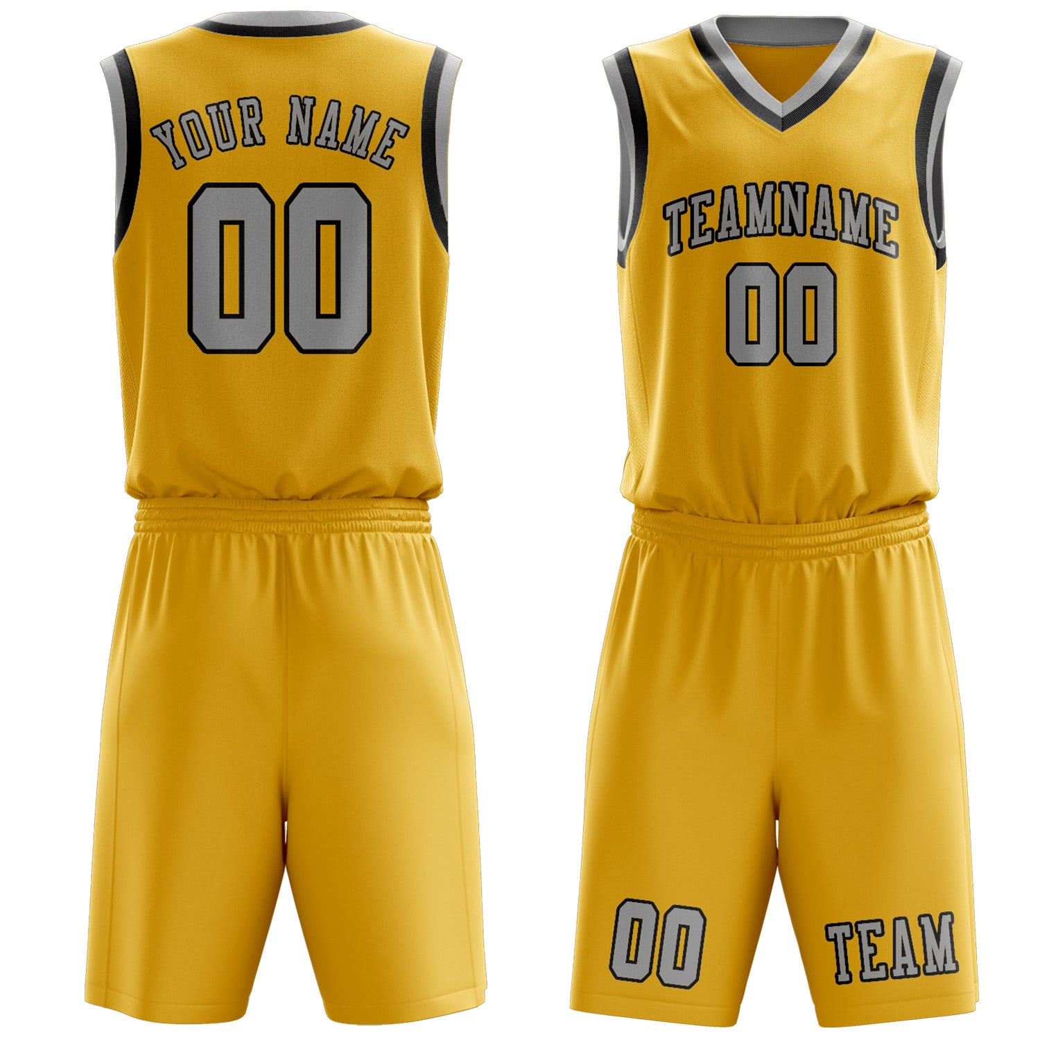 Custom Gold Gray Basketball Set