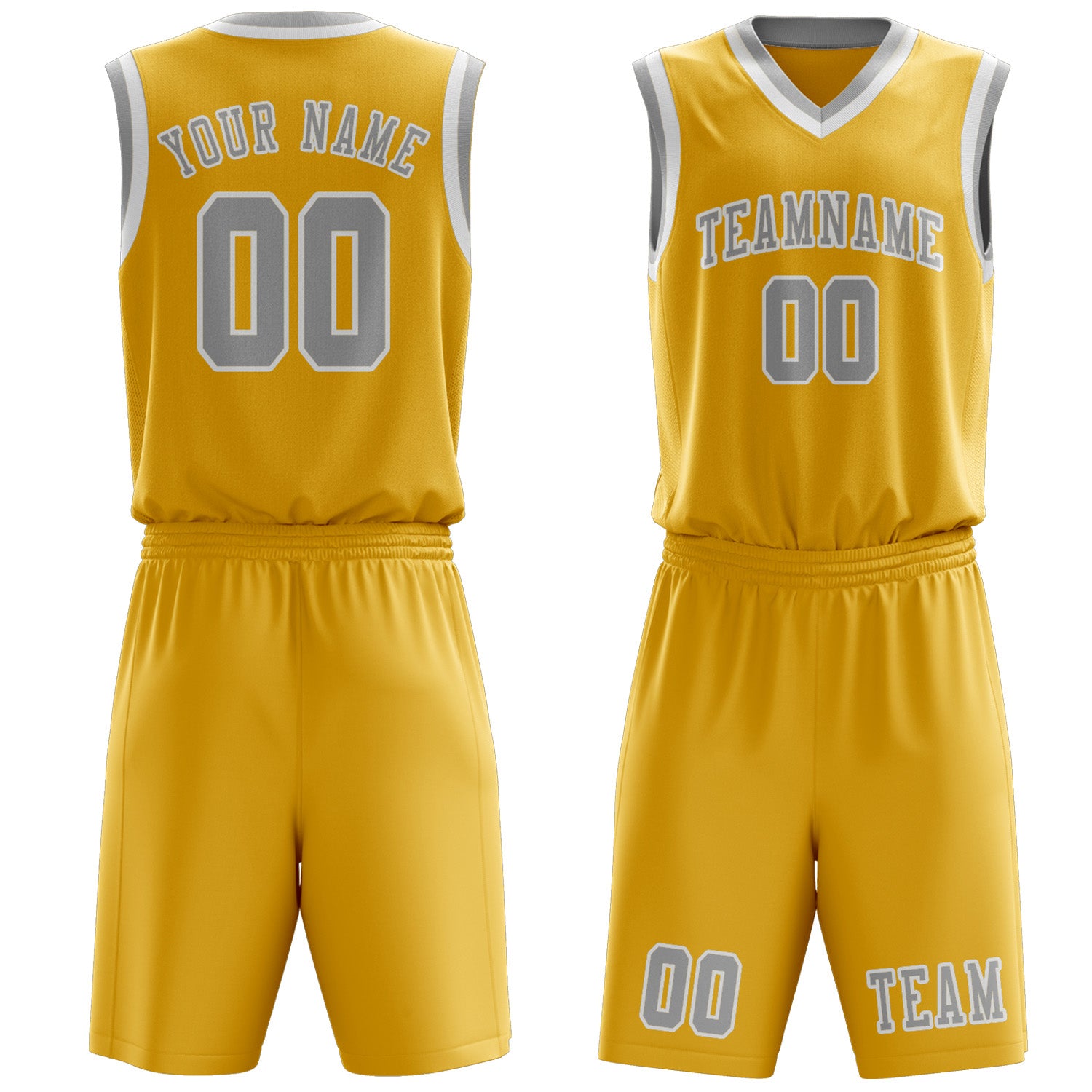 Custom Gold Gray Basketball Set
