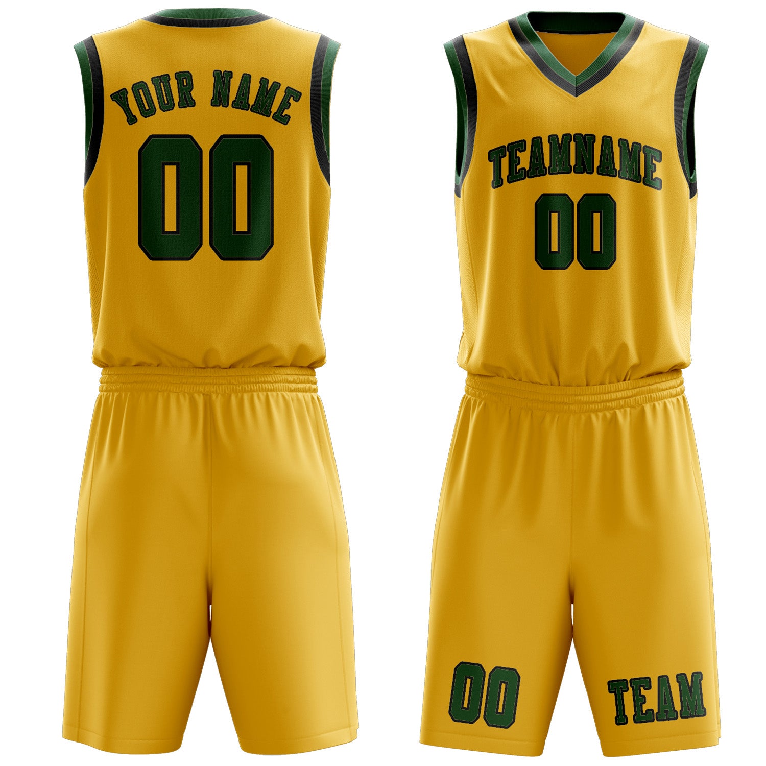 Custom Gold Green Basketball Set